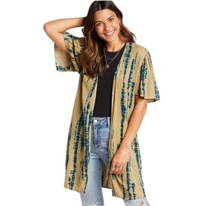 Maurices Olive Tie Dye Flutter Sleeve Kimono